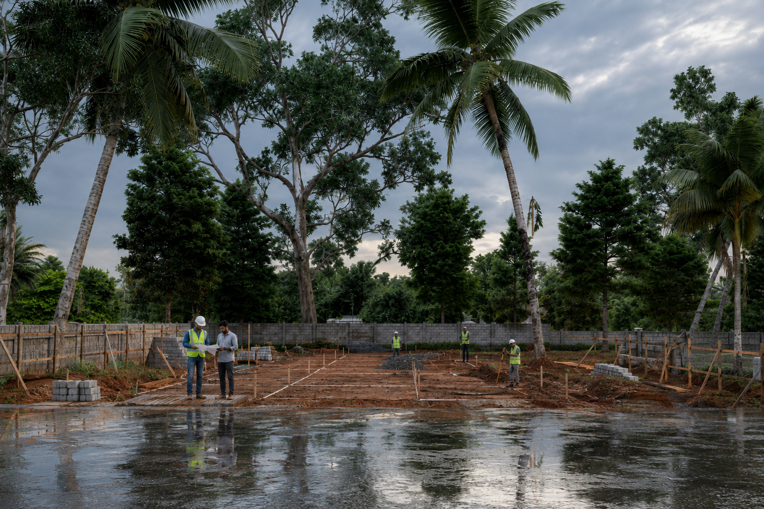 Plot preparation and foundation work